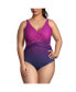 Фото #1 товара Plus Size G-Cup Slender Suit Tummy Control Chlorine Resistant Wrap One Piece Swimsuit
