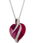 Фото #2 товара Macy's lab-Grown Ruby (10-3/4 ct. t.w.) & White Sapphire Accent 18" Heart Pendant Necklace in Sterling Silver