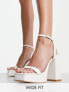 Фото #1 товара Glamorous Wide Fit platform heel sandals in white patent