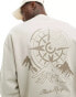 Фото #4 товара ASOS DESIGN oversized sweatshirt in beige with front embroidery and back mountain print