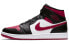 Кроссовки Nike Air Jordan 1 Mid Bred Toe (Белый, Красный, Черный)