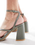 New Look block heeded multistrap sandal in dark khaki