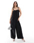 ONLY pleat detail wide leg jumpsuit in black