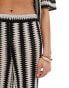 Iisla& Bird knitted stripe beach trouser co-ord in black and white