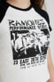 Фото #10 товара Ramones Fitted Bisiklet Yaka Baskılı Fitilli Kaşkorse Kısa Kollu Tişört C4439ax24sm