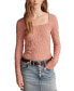 ფოტო #1 პროდუქტის Women's Textured-Lace Square-Neck Top