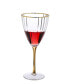 Фото #2 товара Set of 6 Straight Line Textured Wine Glasses with Vivid Gold Tone Stem and Rim