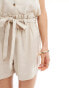 JDY tie waist linen shorts in oatmeal