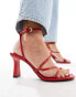 Stradivarius strappy detail barely there heel in red