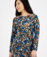 ფოტო #3 პროდუქტის Petite Printed Long-Sleeve Rivet Top