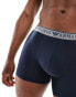 Emporio Armani – Bodywear – 2er-Pack eng geschnittene Boxershorts in Marineblau mit Logo-Bund