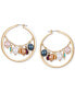 Gold-Tone Mixed Imitation Pearl Hoop Earrings, 2"