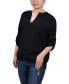 Women's Raglan Sleeve Split Neck Blouse Top