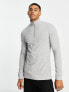 Фото #1 товара ASOS DESIGN muscle half zip sweatshirt in grey marl