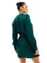 Фото #3 товара Abercrombie & Fitch long sleeve satin draped dress in green