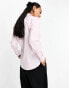 ASOS DESIGN long sleeve fitted stretch cotton shirt in pink & white stripe