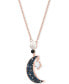 Rose Gold-Tone Imitation Pearl & Crystal Moon Pendant Necklace, 15-5/8" + 2" extender