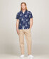 Men's Short Sleeve Tropical Print Button-Down Shirt