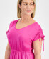 Petite V-Neck Shirred-Sleeve Knit Dress, Created for Macy's Fuchsia Tulip, PP - фото #4