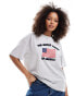 ASOS DESIGN oversized t-shirt with USA flag graphic in grey marl