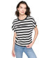 Women's Striped Logo T-Shirt Black & Soft White, M - фото #1