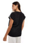 Vila mesh detail t-shirt with turn up sleeve in black