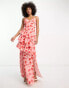 Pretty Lavish ruffle split maxi dress in pink and red floral