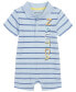 ფოტო #1 პროდუქტის Baby Boys Short Sleeve Knit Polo Striped Romper