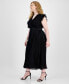 Plus Size Pleated Belted A-Line Dress