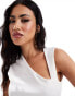 ASOS DESIGN asymmetric slash neck tank top in cream