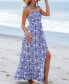 Women's Ornate Print Smocked Tie Strap Beach Dress