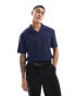 ASOS DESIGN relaxed rib revere polo in navy