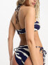 4th & Reckless neena tie neck bikini top in navy zebra print