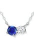 ფოტო #1 პროდუქტის Lab-Grown Blue Sapphire & Cubic Zirconia Collar Necklace, 16" + 2" extender, Created for Macy's