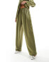 Фото #4 товара Flounce London satin floaty trousers in olive co-ord