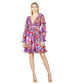 ფოტო #1 პროდუქტის Women's Long Sleeve Print Cocktail Short with Lace Up Back and Cutouts Dress