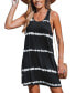 Фото #1 товара Women's Black-and-White Tie Dye Stripe Mini Beach Dress