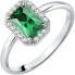 Glittering silver ring with green stone Tesori SAIW76