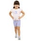 Фото #1 товара Little Girls Logo-Graphic Flutter-Sleeve T-Shirt & Bike Shorts, 2 Piece Set