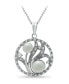 6mm Multi White Imitation Pearls and Cubic Zirconia Floral Medallion Pendant on 18" Chain, Crafted in Silver Plate