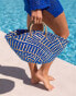 South Beach x Misha Grimes woven straw basket bag in blue