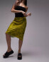 Фото #4 товара Topshop marble crack print 90s length bias skirt in chartreuse