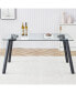Rectangular Glass Dining Table with Metal Legs, 63" x 35.4"