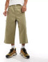 COLLUSION cropped denim skate festival jorts in washed khaki