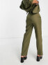 4th & Reckless Petite exclusive straight leg tailored trouser co ord in khaki