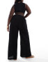 Фото #5 товара ASOS DESIGN Curve wide leg broderie dad trouser in black