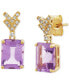 ფოტო #3 პროდუქტის Pink Amethyst (2-3/4 ct. t.w.) & Diamond (1/10 ct. t.w.) Drop Earrings in 14k Gold