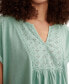ფოტო #4 პროდუქტის Women's Eyelet-Trim Split-Neck T-Shirt