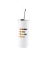 Фото #3 товара Double Wall 2 Pack of White 24 oz Straw Tumblers with Metallic "Rainbow is My Favorite Color" Decal