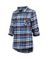 Women's Navy, Orange Chicago Bears Mainstay Flannel Full-Button Long Sleeve Nightshirt
